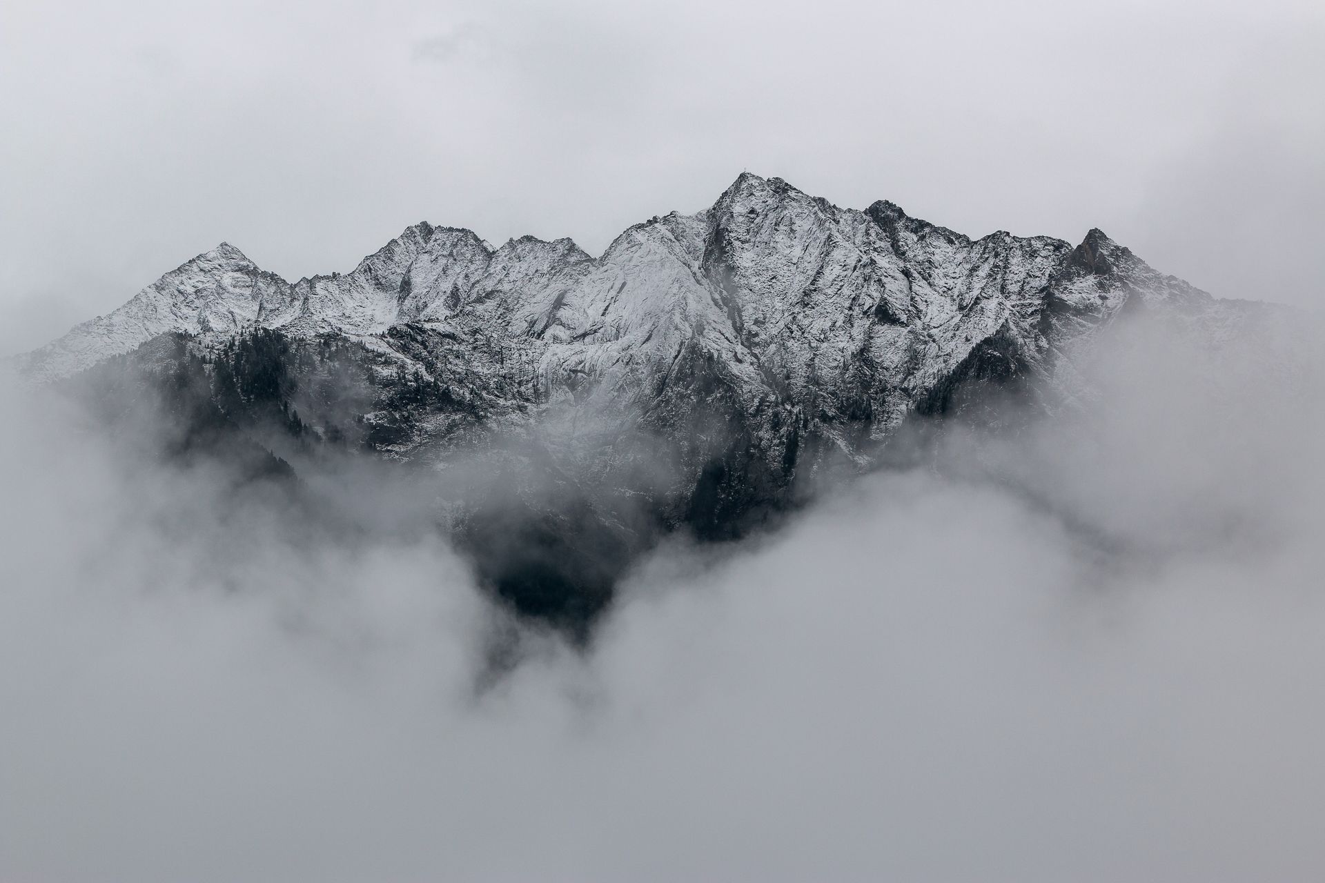 Misty mountain ridge at dawn, Morelos highlands